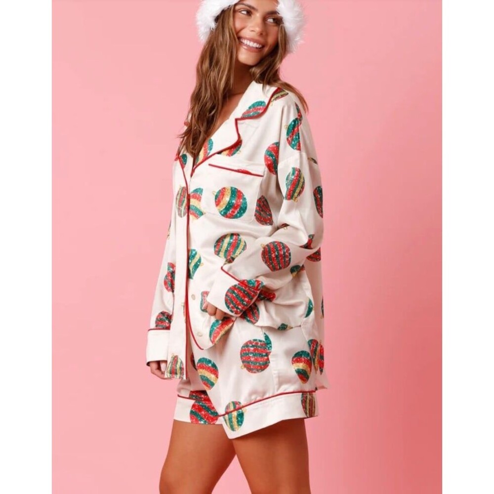 Peach love California pj set peachlove pajamas womens pjs ivory ornaments NEW sm